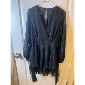 Japna Womens‎ Mini Dress Metallic Pinstripe Black Medium